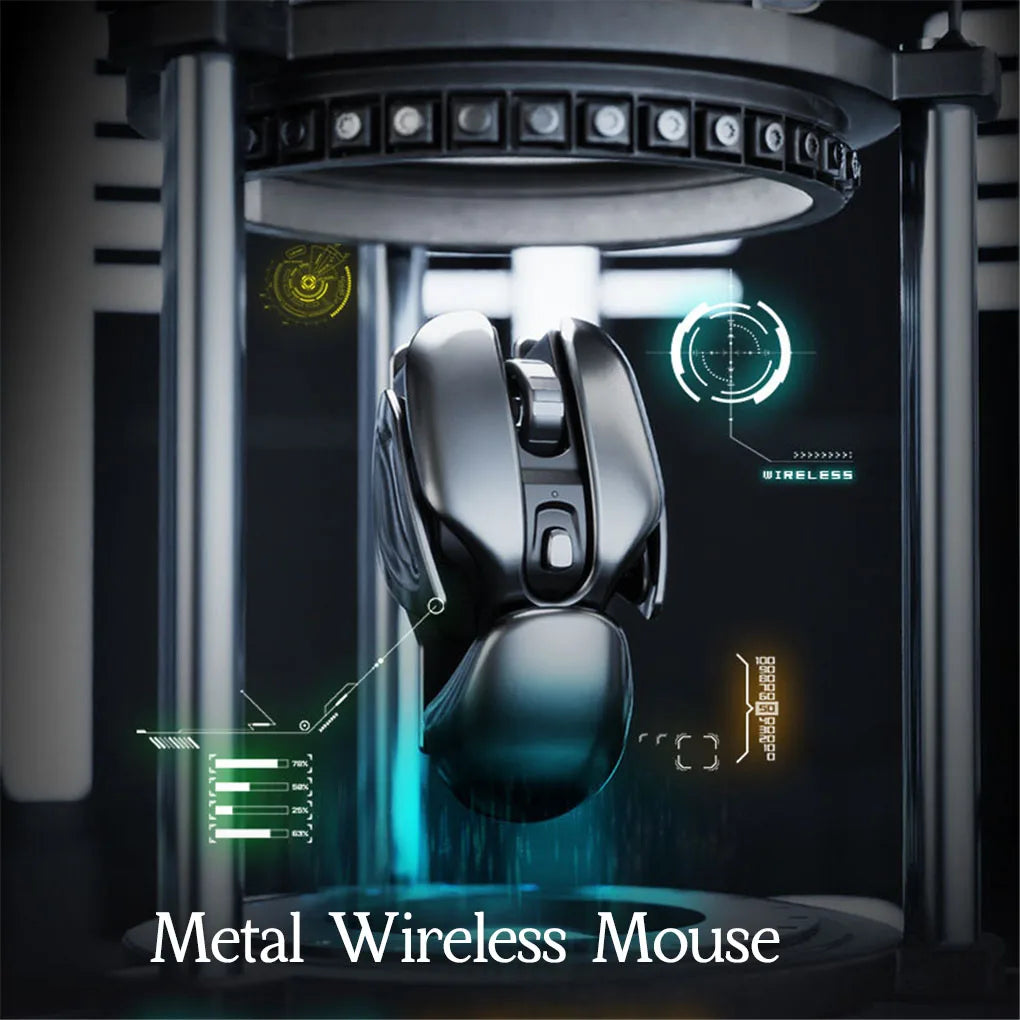 PX2 Metal 2.4G Wireless Mute 1600DPI Mouse 6 Buttons for PC Laptop Computer Gaming Office Home Aluminum Lightweight Mouse