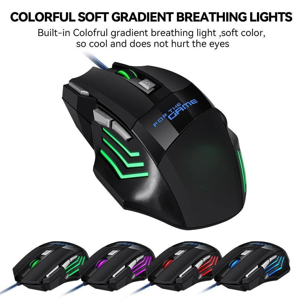 1 PC New Hyperspeed USB Gaming Mouse RGB Backlit Ergonomic Gaming Mice 7D Esports Wired Mouse for Laptop PC Gamer