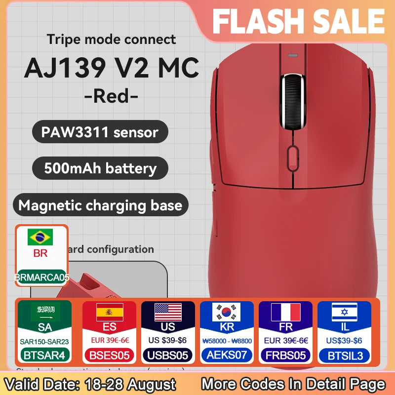 AJAZZ AJ139Pro/AJ139V2MC wireless mouse PMW3395/PAW3311 chipset 12000-26000dpi professional gaming mouse