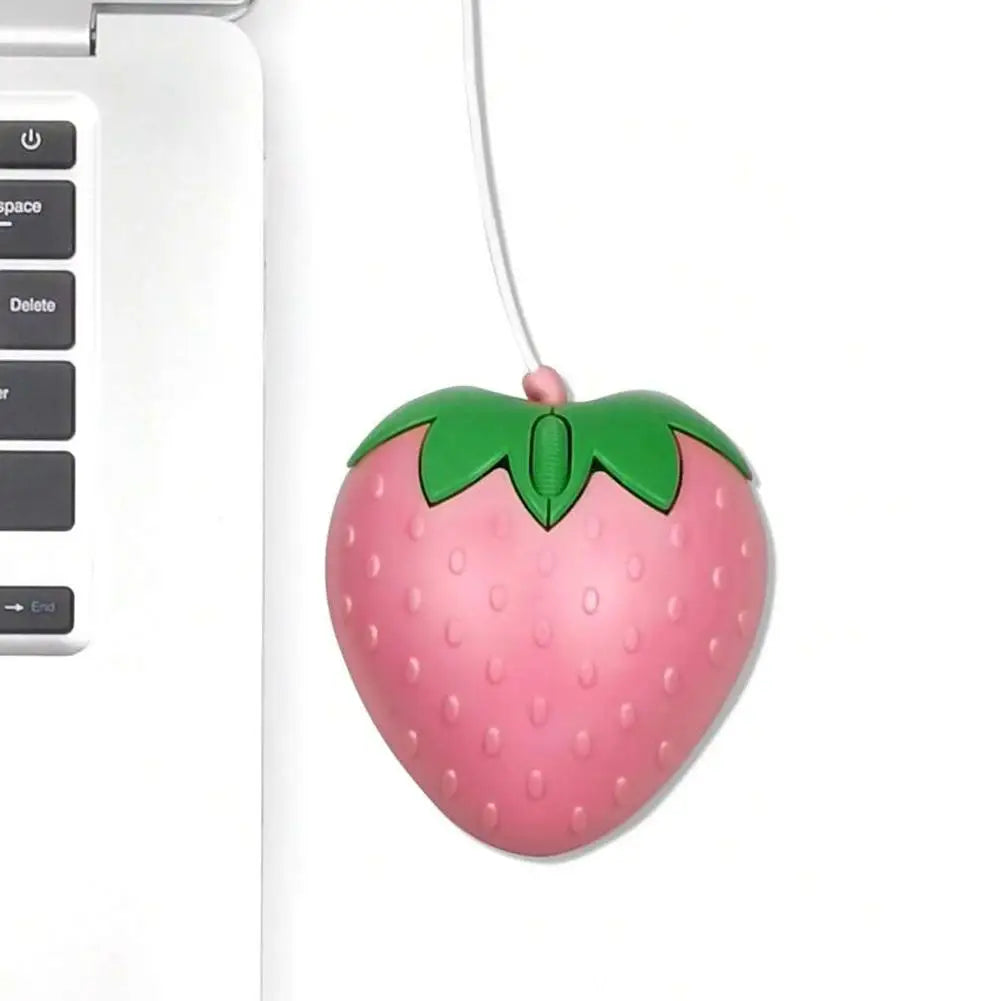 Wired Mouse Pink Strawberry Small Optical PC Computer Game Mouse Cute Creative Design Girls Birthday Gift For Office Laptop V1P8