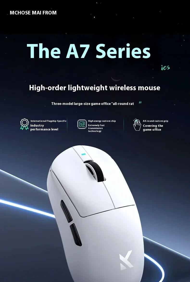 MCHOSE A7 Tri-mode 8k Gaming Mouse Wireless Bluetooth PAW3395 Mice Lightweight Low Delay Mice Laptop Office Custom Accessories
