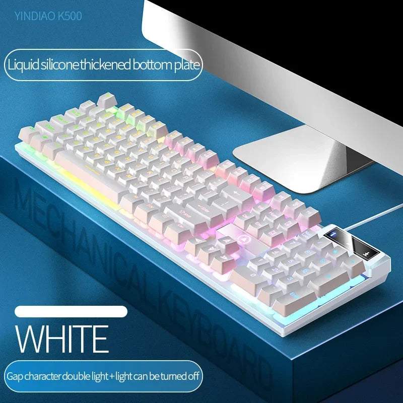 K500 Gaming Wired Mechanical Keyboard Luminous Color Blocking Ergonomic Conflict-free Buttons Pc Desktop Computer Accessories
