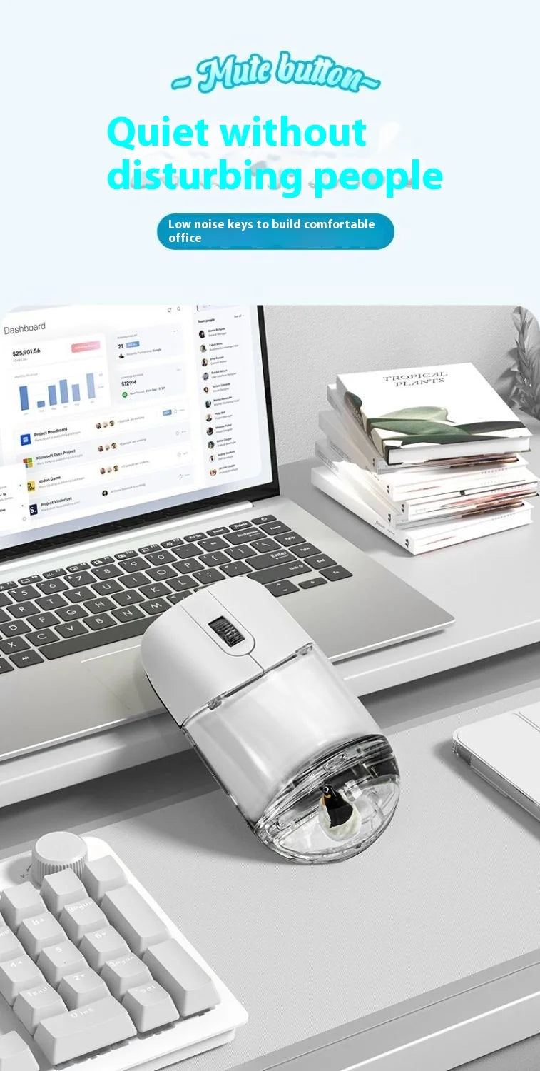 Frutiger Aero Aqua Liquid Mouse Cute Floating Aquarium Animal 2.4G+Bluetooth Wireless Optical Ocean Doll Mice PC Accessories