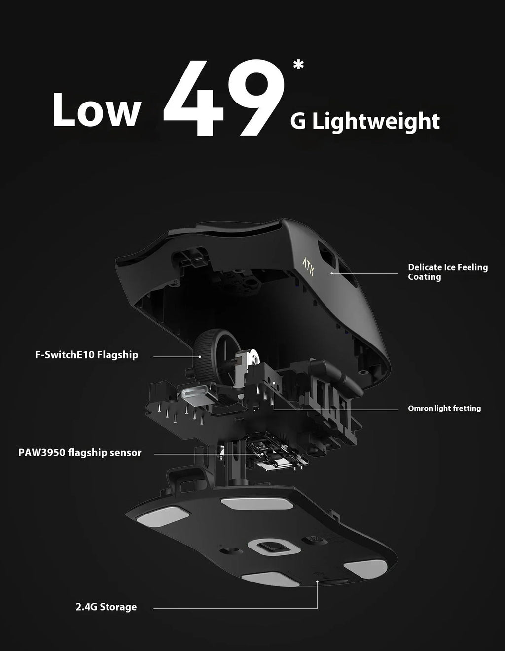 ATK Blazing Sky X1 Mouse Gamer Wireless 3Mode 8K Low Latency Lightweight FPS Liekong E-sports Gaming Mouse Custom Pc Accessories