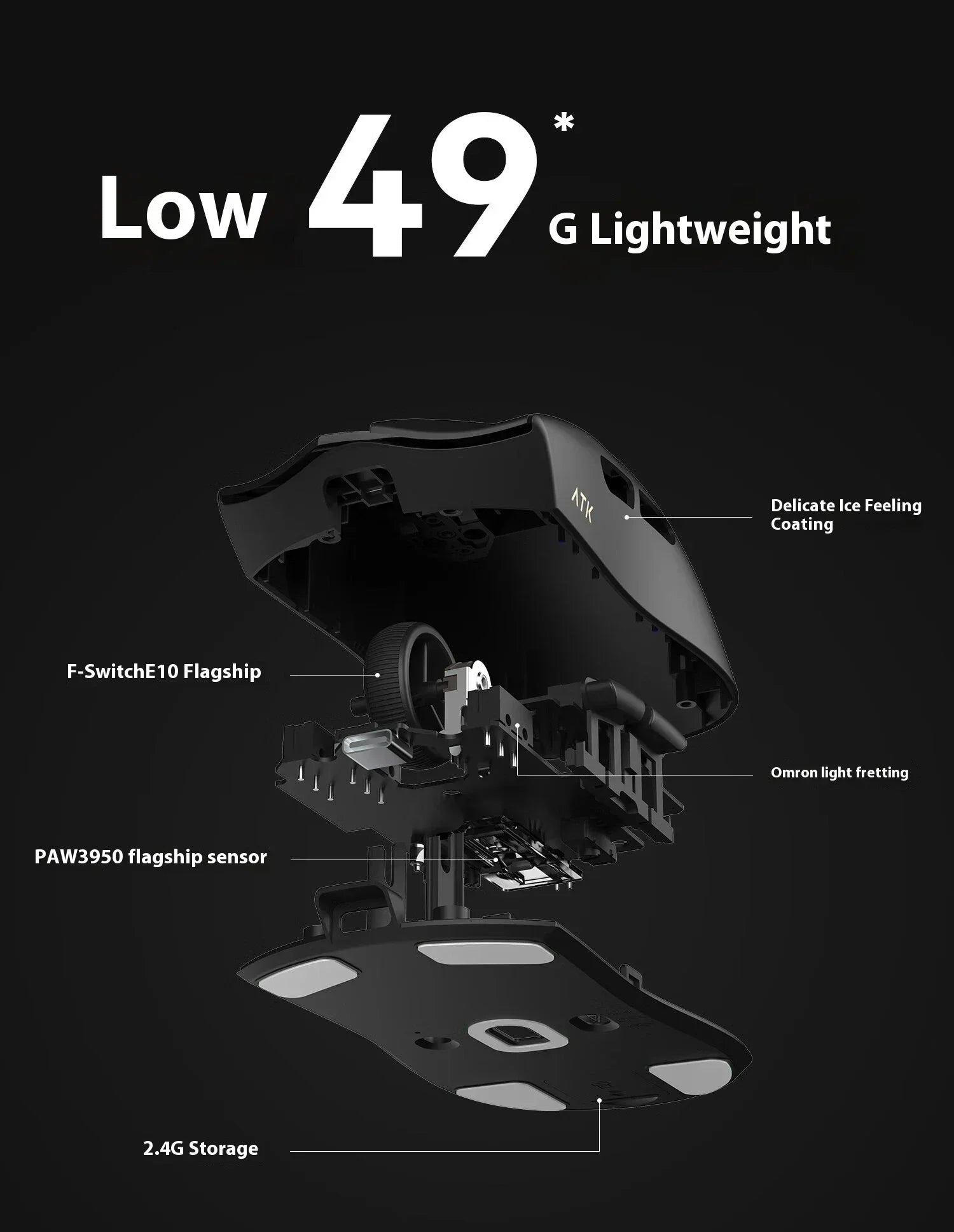 ATK Blazing Sky X1 Mouse Gamer Wireless 3Mode 8K Low Latency Lightweight FPS Liekong E-sports Gaming Mouse Custom Pc Accessories