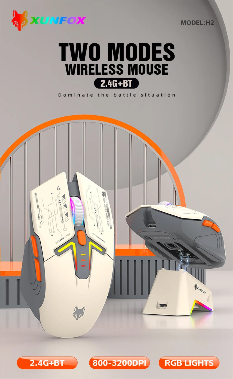 XUNFOX H2 wireless Bluetooth mouse RGB magnetic charging dual-mode e-sports game desktop laptop universal