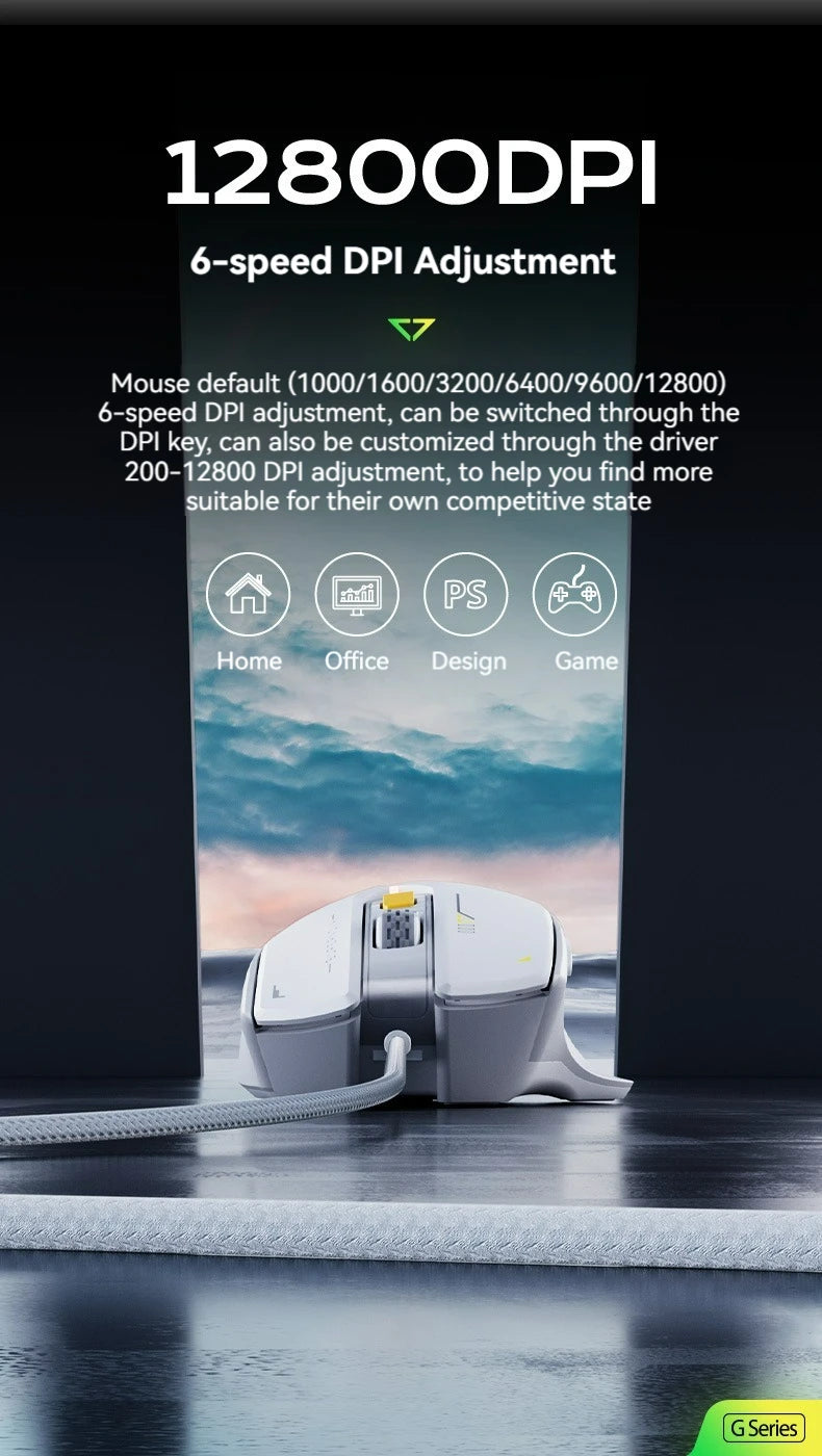 Inphic Pg1 Wired Mouse Gaming Mouse RGB Light Emitting   Macro Programming 12800DPI  6 Keys Computer Mouse 1000hz Polling Rate