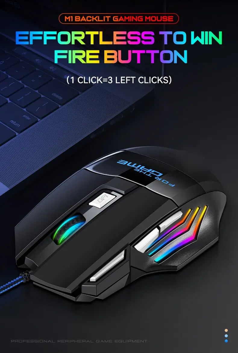 1 PC ITLY New Hyperspeed USB Gaming Mouse RGB Backlit Ergonomic Game Mice 7D Esports Wired Mouse for Laptop PC Gamer
