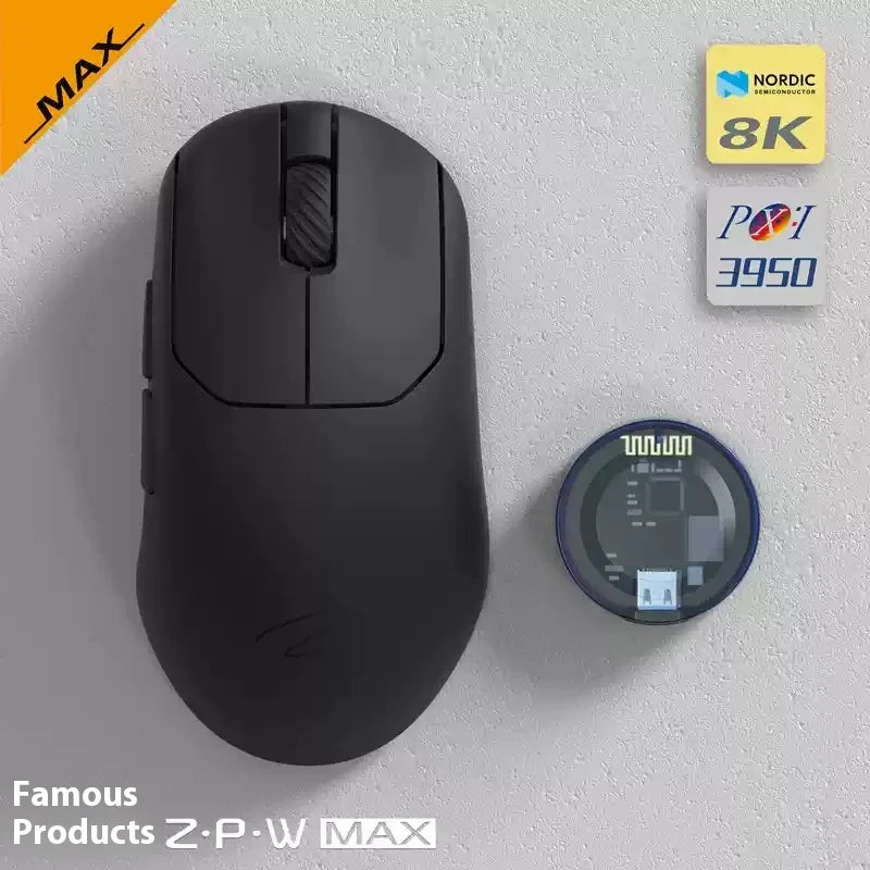 ZAOPIN ZPW Max Wireless Tri-mode Mouse Lightweight Nordic 52840 PAW3395 PAW3950 8K Receiver Custom PC Esports Laptop Gaming Mice