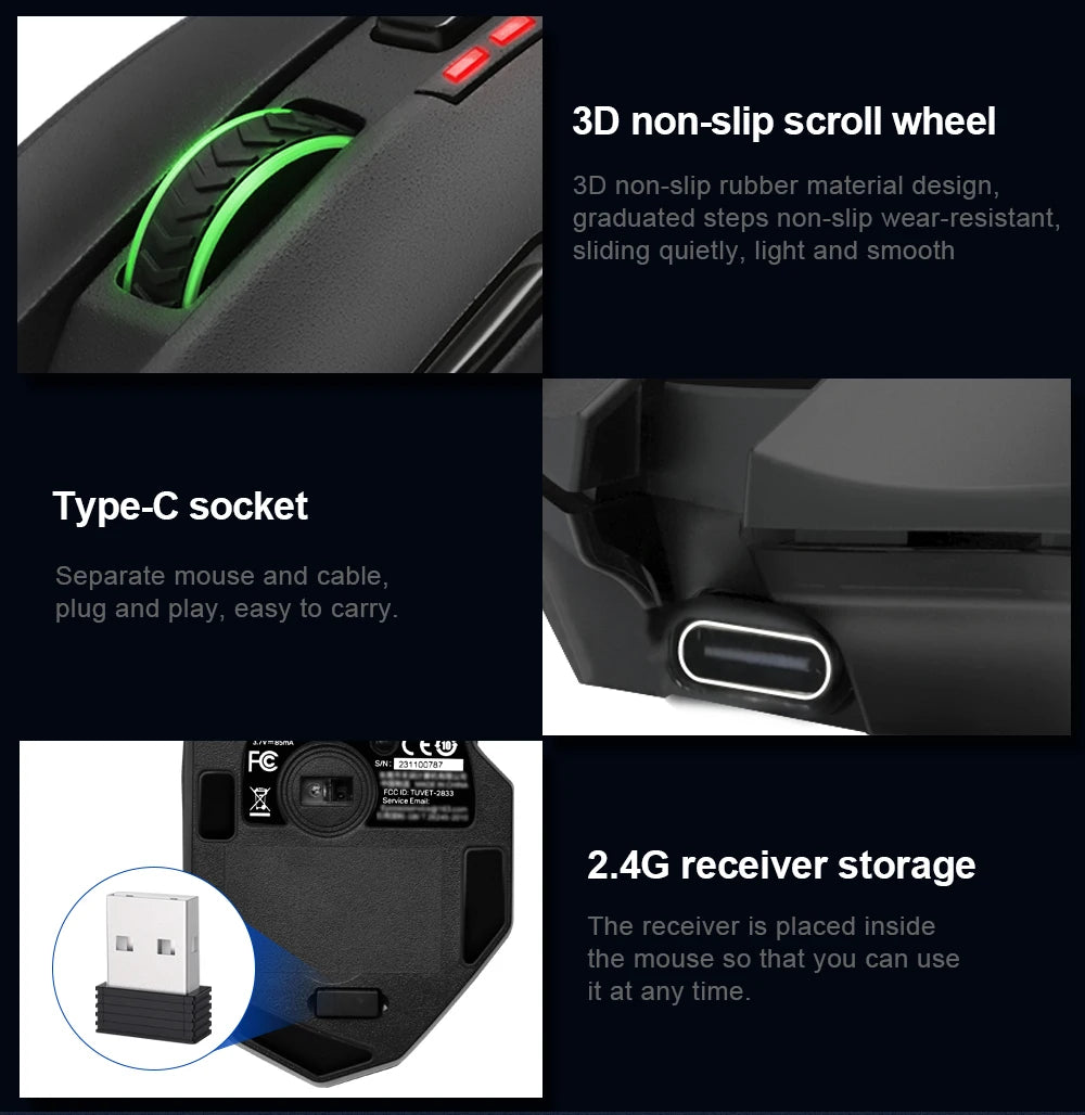 E-YOOSO X-33 RGB USB 2.4G Wireless Gaming Mouse 16000 DPI 16 buttons Programmable game Optical mice for Computer PC Laptop