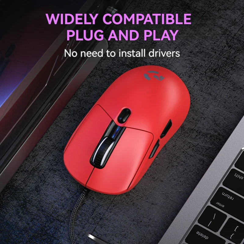 Wired Game Mouse 6 Levels DPI Adjustable Up to 12800DPI Instant A825 Chip RGB Macro Programming Ergonomic Design Universal Mouse