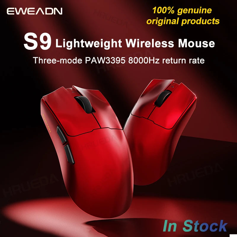 EWEADN S9 Pro Ultra Lightweight Wireless Gaming Mouse Tri-Mode Wireless Mouse 2.4G USB-CBT 8K Polling 26K DPI PAW3395 Mice