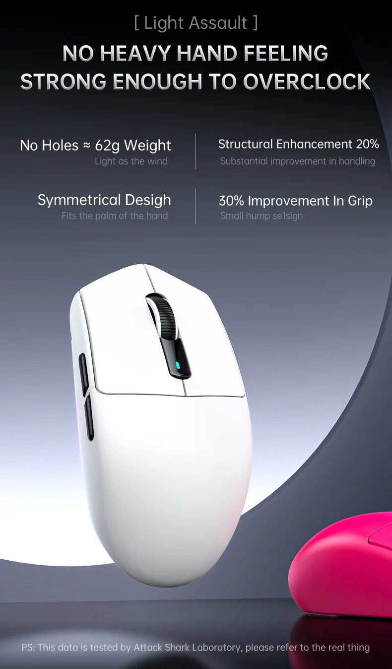 Hot Sales ATTACK SHARK G3PRO Gaming Wireless 3-Mode Bluetooth RGB PAW3311 25000dpi 2.4GHz 62g Mouse with Charger for PC/MAC/Wins