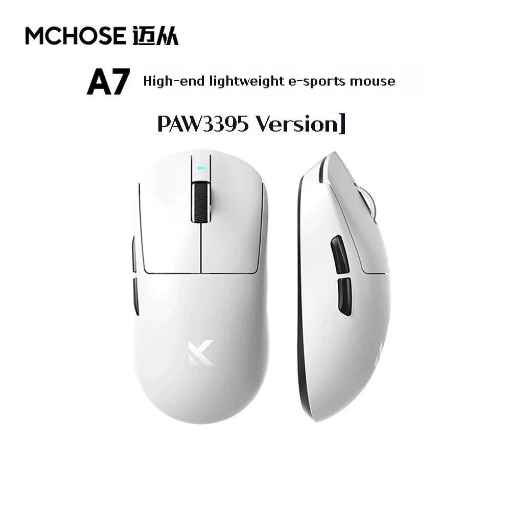 MCHOSE A7 Tri-mode 8k Gaming Mouse Wireless Bluetooth PAW3395 Mice Lightweight Low Delay Mice Laptop Office Custom Accessories