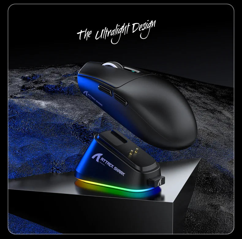 Hot Sales ATTACK SHARK G3PRO Gaming Wireless 3-Mode Bluetooth RGB PAW3311 25000dpi 2.4GHz 62g Mouse with Charger for PC/MAC/Wins