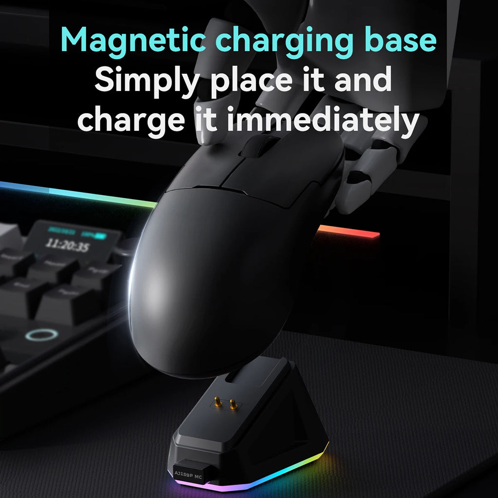 AJAZZ AJ159P MC Tri-mode Wired BT Wireless Gaming Mouse with Magnetic Charging Base Max 12000DPI Gaming Mouse for PC