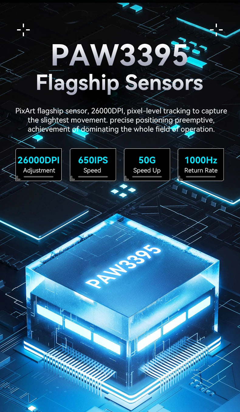 ATTACK SHARK X3 PAW3395 Bluetooth Mouse 2.4G Tri-Mode Connection,26000dpi,650IPS,49g Lightweight Macro Gaming Mouse