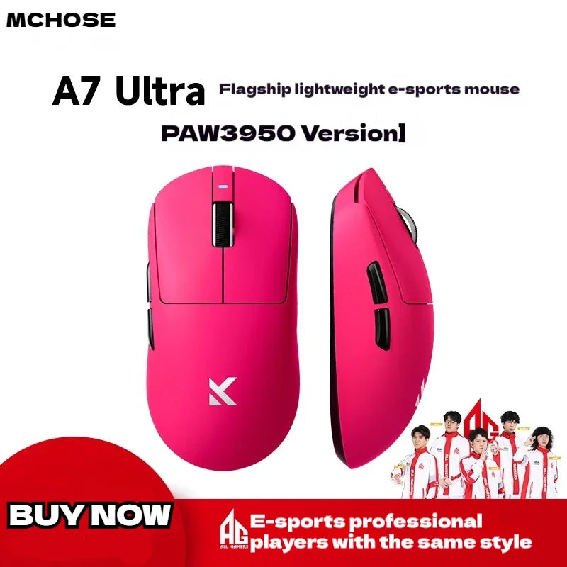 MCHOSE A7 Tri-mode 8k Gaming Mouse Wireless Bluetooth PAW3395 Mice Lightweight Low Delay Mice Laptop Office Custom Accessories