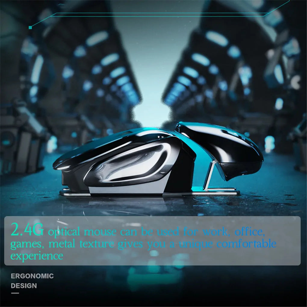 PX2 Metal 2.4G Wireless Mute 1600DPI Mouse 6 Buttons for PC Laptop Computer Gaming Office Home Aluminum Lightweight Mouse