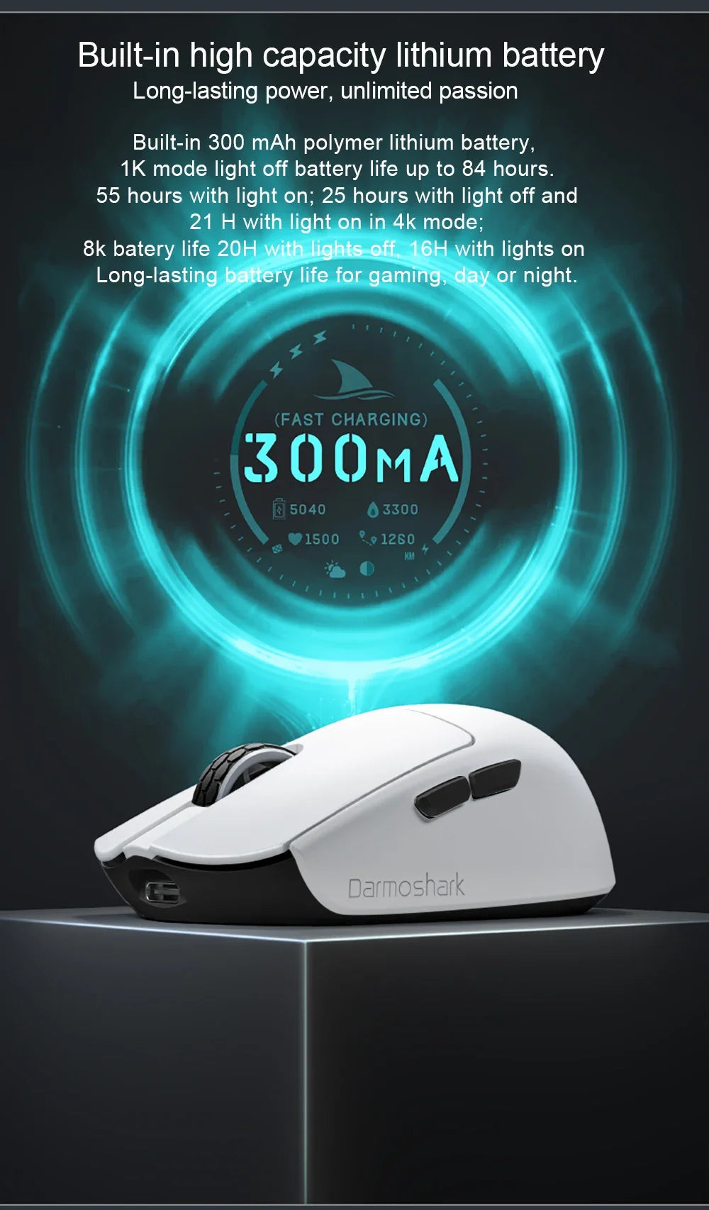 Darmoshark  M5 Pro Mouse PAW3950 Wireless 8K Bluetooth Tri-Mode Connection Gaming Macro Mouse 30000DPI N52840 38g Lightweight