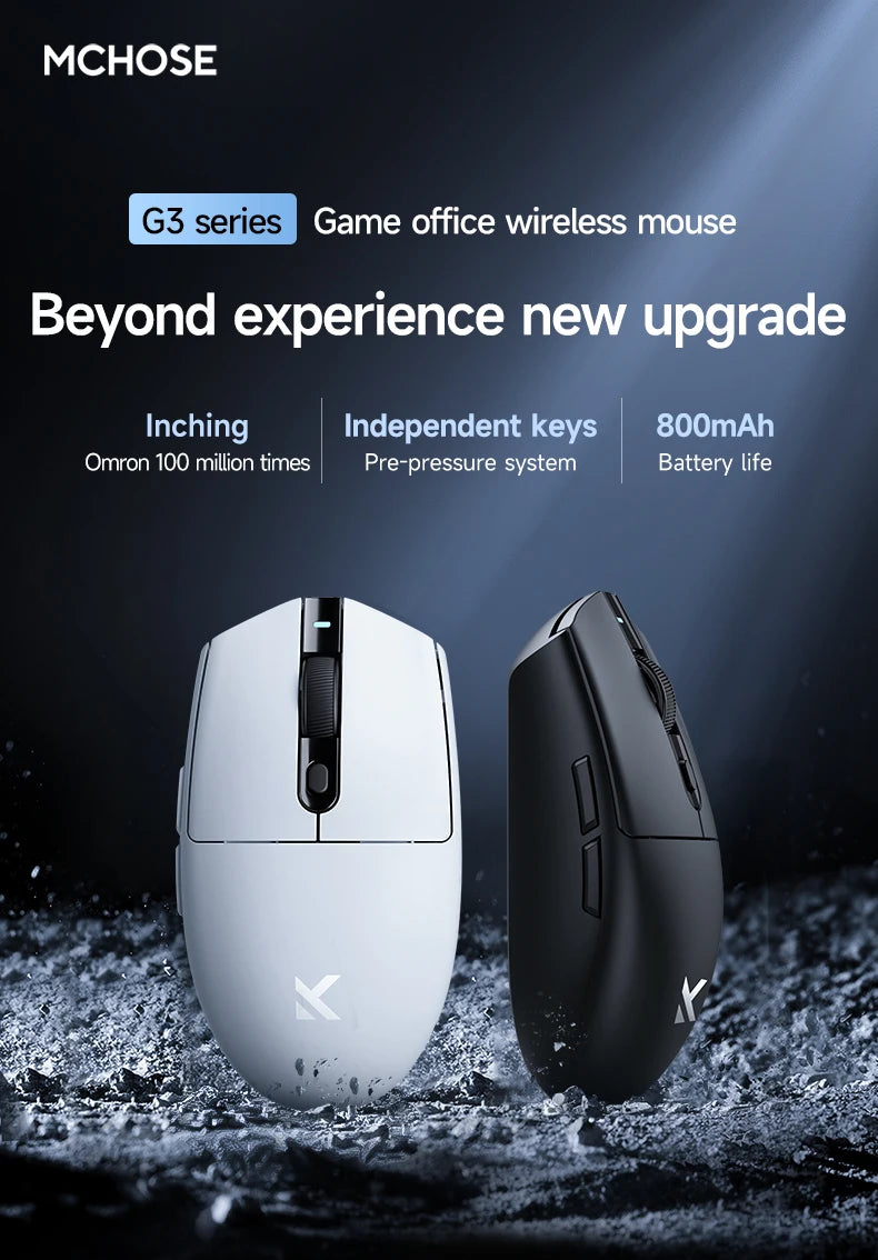 MCHOSE G3 Gaming Mouse  Buletooth 2.4G Paw3311 12000DPI Tri-mode Wireless Lightweight Mouse  Ergonomics Gamer Laptop PC
