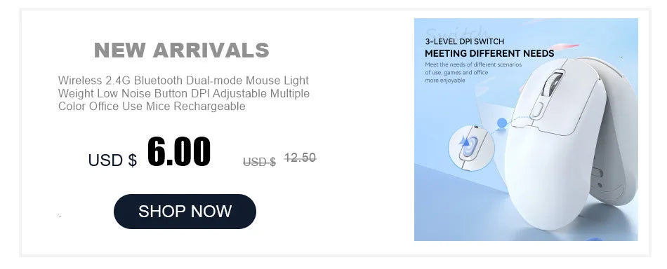 Wireless 2.4G Mouse Light Weight Design DPI Adjustable Plug And Play Low Noise Button Simple Style Mause Office Use Or Gaming