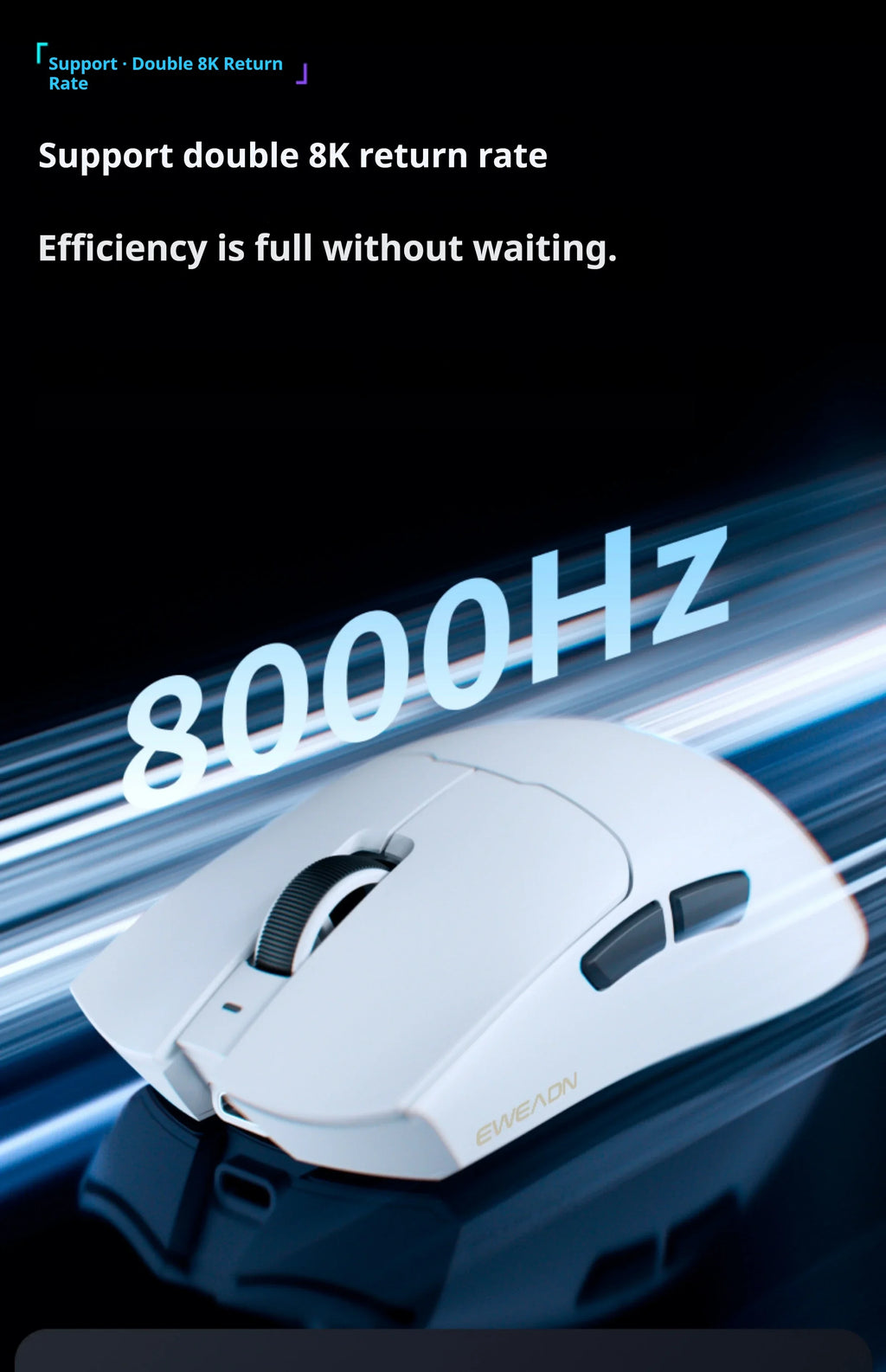 EWEADN S9 Pro Ultra Lightweight Wireless Gaming Mouse Tri-Mode Wireless Mouse 2.4G USB-CBT 8K Polling 26K DPI PAW3395 Mice