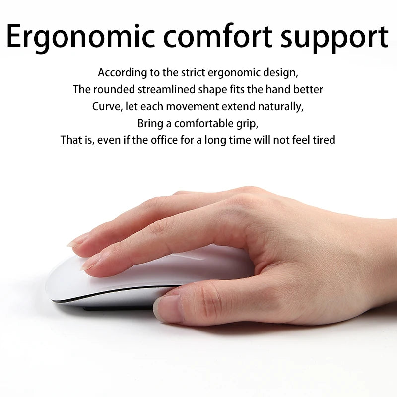 Rechargeable Bluetooth Mouse Magic 3 for MacBook Air/Pro & Win, Ergonomic Multi-Touch BT5.0 Wireless Slim Rechargeable Mouse