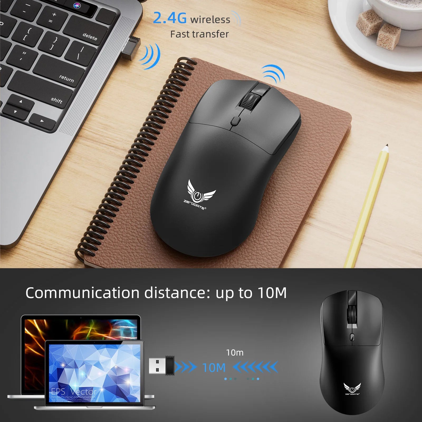 Wireless 2.4G Mouse Light Weight Design DPI Adjustable Plug And Play Low Noise Button Simple Style Mause Office Use Or Gaming
