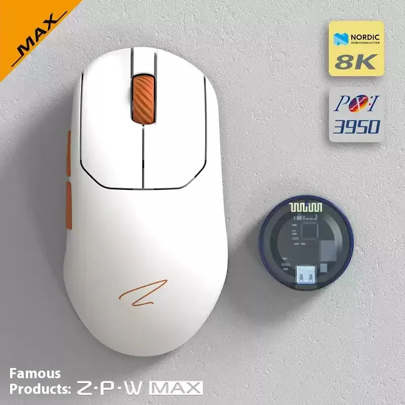 ZAOPIN ZPW Max Wireless Tri-mode Mouse Lightweight Nordic 52840 PAW3395 PAW3950 8K Receiver Custom PC Esports Laptop Gaming Mice