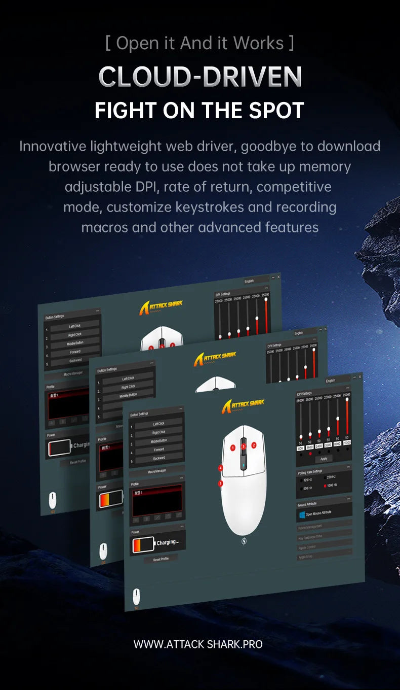 Hot Sales ATTACK SHARK G3PRO Gaming Wireless 3-Mode Bluetooth RGB PAW3311 25000dpi 2.4GHz 62g Mouse with Charger for PC/MAC/Wins