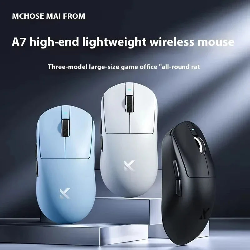 MCHOSE A7 Tri-mode 8k Gaming Mouse Wireless Bluetooth PAW3395 Mice Lightweight Low Delay Mice Laptop Office Custom Accessories