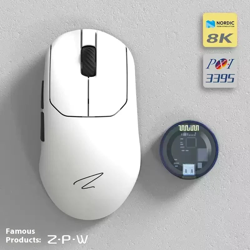 ZAOPIN ZPW Max Wireless Tri-mode Mouse Lightweight Nordic 52840 PAW3395 PAW3950 8K Receiver Custom PC Esports Laptop Gaming Mice