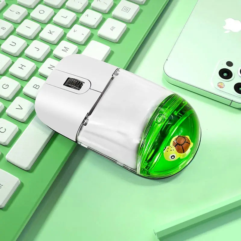 Frutiger Aero Aqua Liquid Mouse Cute Floating Aquarium Animal 2.4G+Bluetooth Wireless Optical Ocean Doll Mice PC Accessories