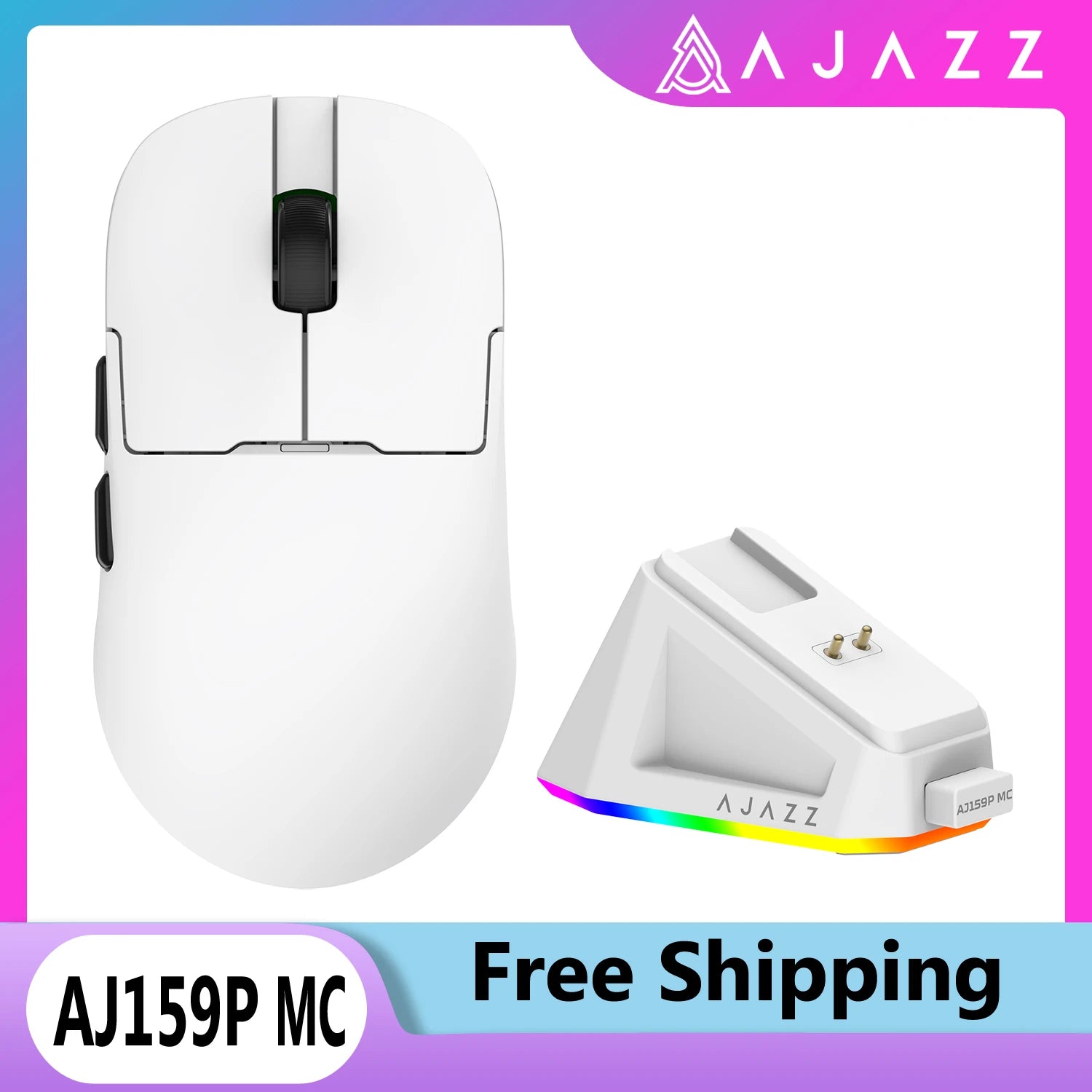 AJAZZ AJ159P MC Tri-mode Wired BT Wireless Gaming Mouse with Magnetic Charging Base Max 12000DPI Gaming Mouse for PC