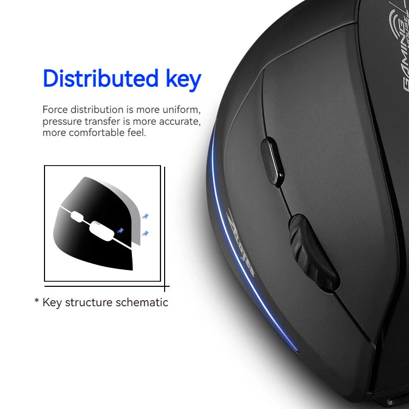 Zelotes F-35 Wireless Gaming Mouse Erect Position 2.4G Rechargeable Three Levels DPI Adjustable Office/Gaming Computer Mouse