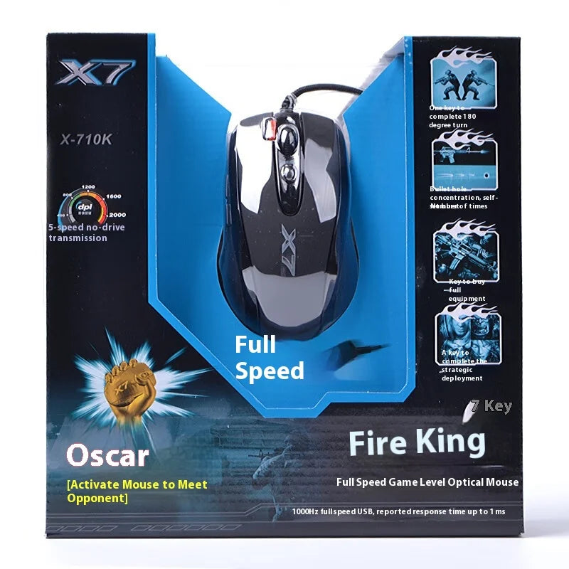 A4TECH Bloody X7-710K Mouse Wired Single-mode Quick Response Low Latency Gaming Mouse PC Office Accessory World of Warcraft Mice