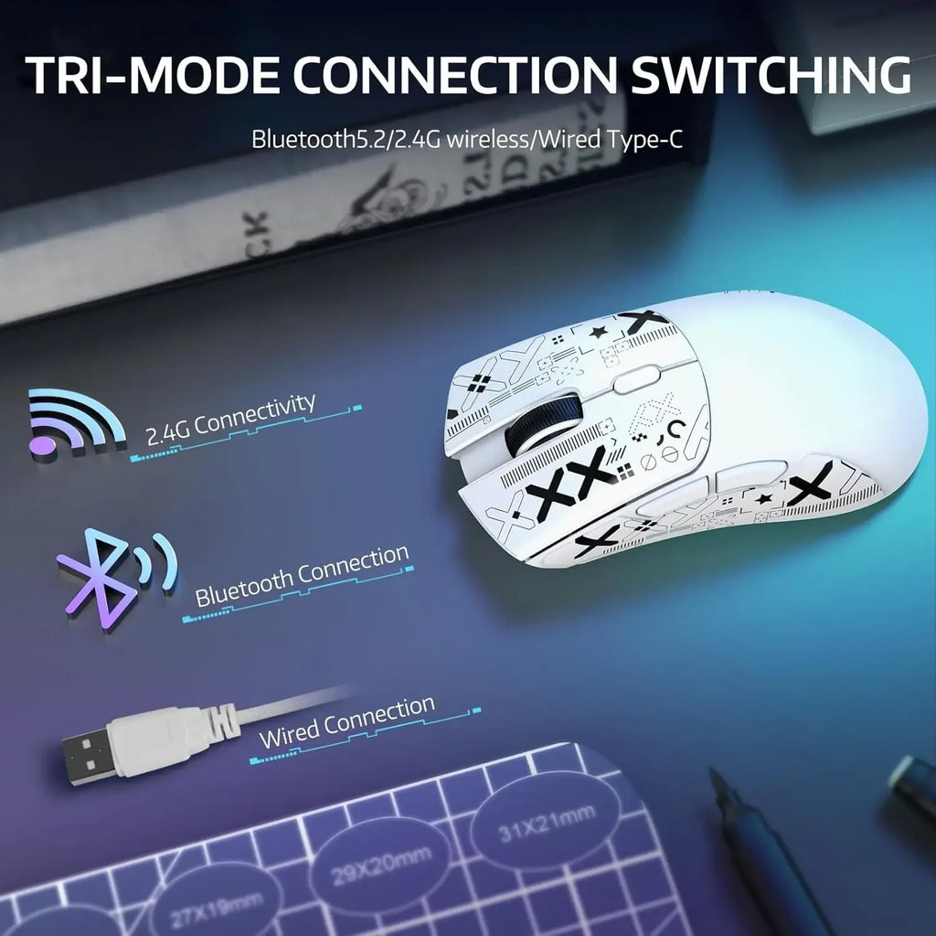 ATTACK SHARK R1 1000Hz Bluetooth Wireless Mouse 18000dpi PAW3311 Tri-mode Bluetooth 2.4G USB Connection Macro Gaming Mouse