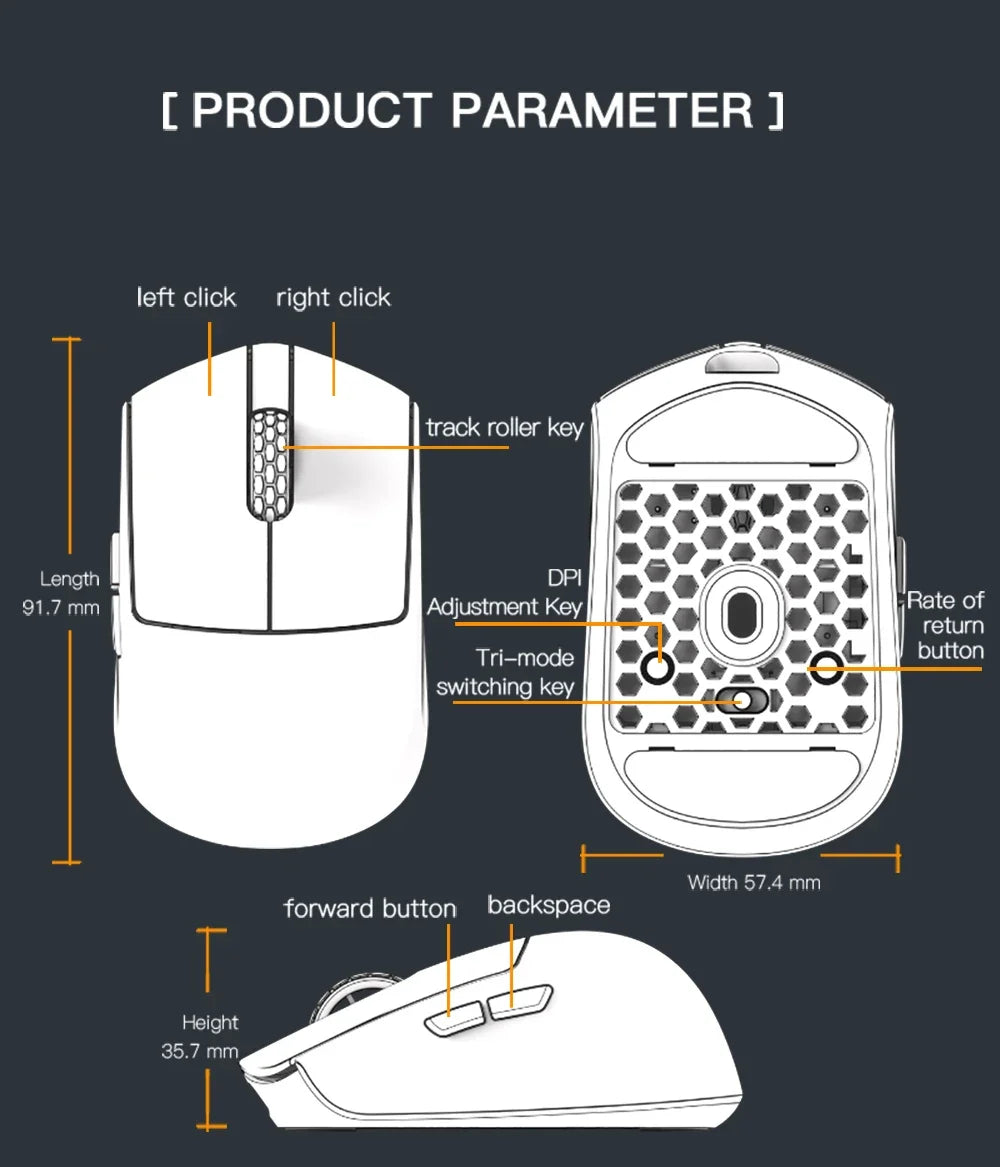Darmoshark  M5 Pro Mouse PAW3950 Wireless 8K Bluetooth Tri-Mode Connection Gaming Macro Mouse 30000DPI N52840 38g Lightweight