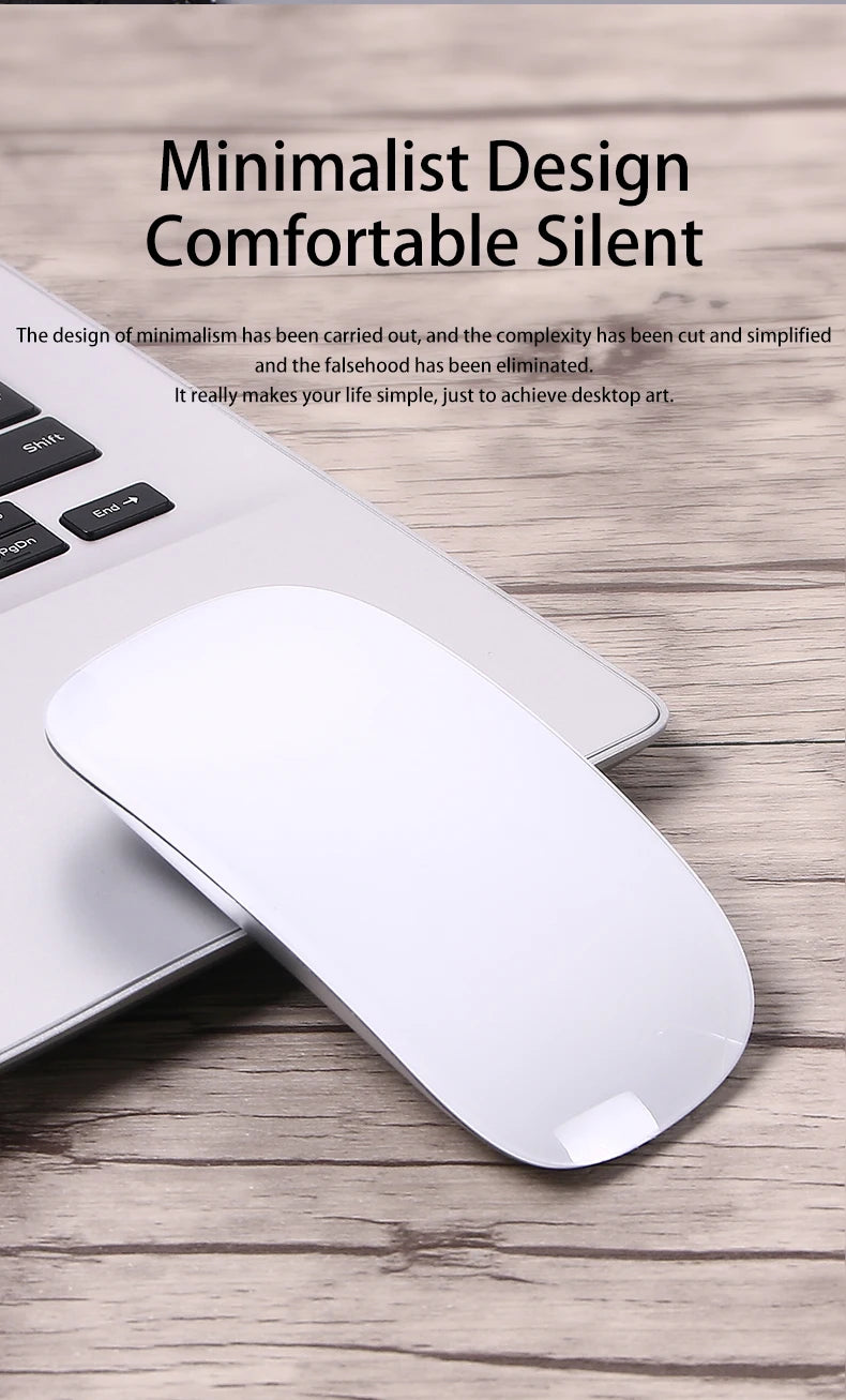 Rechargeable Bluetooth Mouse Magic 3 for MacBook Air/Pro & Win, Ergonomic Multi-Touch BT5.0 Wireless Slim Rechargeable Mouse