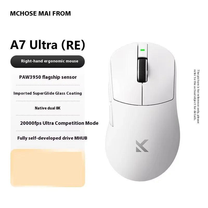 Mchose A7 Ultra RE Gaming Mouse Tri Mode Wireless Mouse 500mah Paw3950 Lightweight Ergonomic  42000 Dpi 8000hz For Pc Accessory
