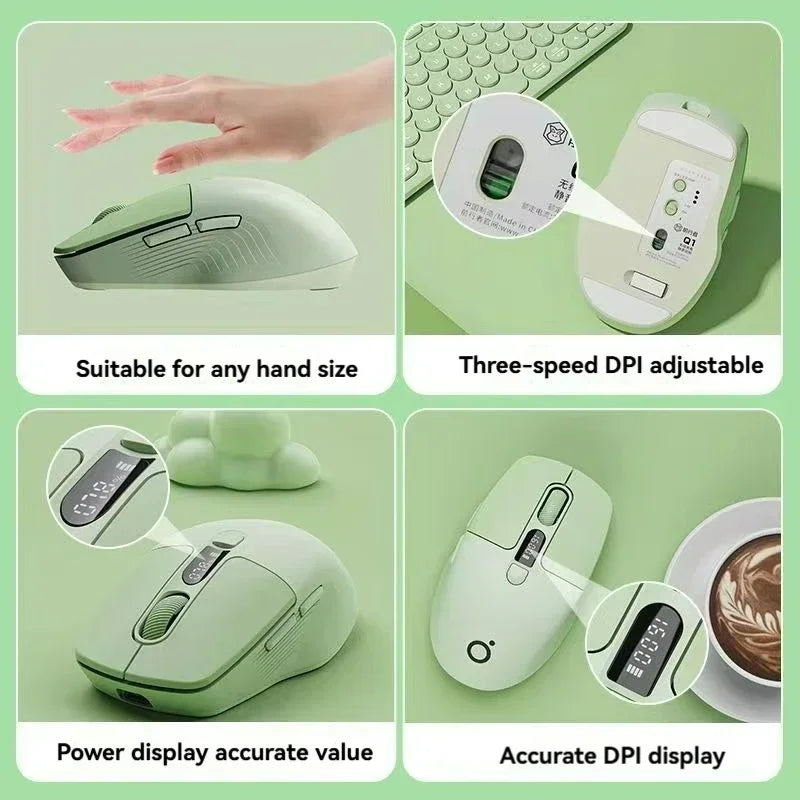 Eweadn Q1 2.4 Wireless Bluetooth Dual-Mode Mouse 1600PDI Smart Screen Esports Silent Rechargeable Gaming Mouse Accessories