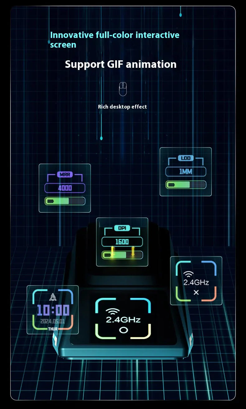 AJAZZ AJ179 APEX PAW3950 3000DPI 8Khz Wireless Gaming Mouse Right Handed Ergonomic Mouse with RGB Magnetic Screen Charging Base