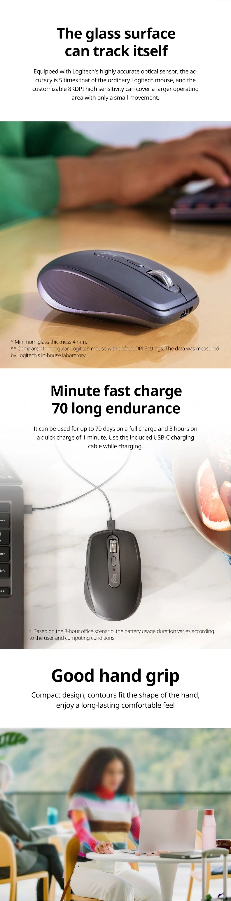 Logitech MXAnywhere3S Wireless Bluetooth Silent Ergonomic Portable Office Tablet Rechargeable Gaming Laptop Mouse