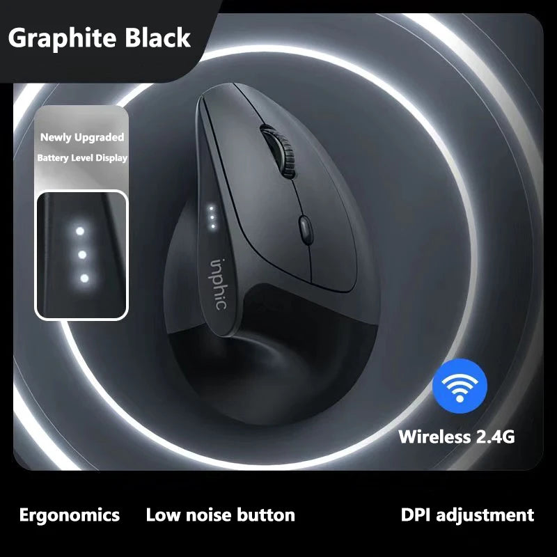 INPHIC X9 Vertical Wireless Mouse Type-C Fast Charging Ergonomic Silent Office Mouse For Laptop Desktop Computer Home