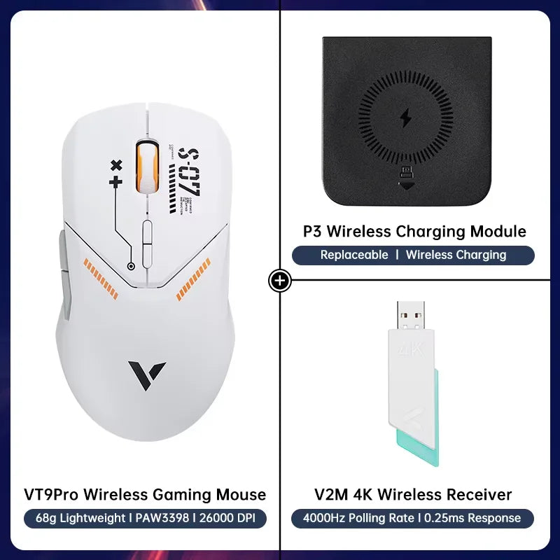 Rapoo VT9PRO Wireless Gaming Mouse Esports Grade 68g Ultra-Light 26000DPI 8 Buttons Optical PAW3398 Computer Mouse For Laptop PC