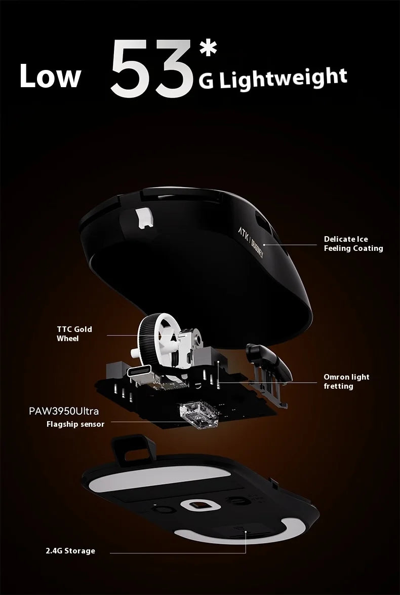 ATK Dragonfly A9 Plus/Pro Wireless Gaming Mouse Gaming Office Mouse  Starlight Trimode  Lightweight  Symmetrical FPS/MOBA  Gift