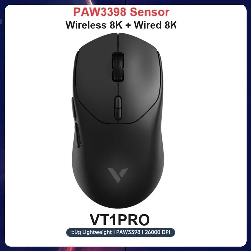 Rapoo VT1PRO/VT1PRO MAX Wireless Gaming Mouse 8KHz Polling Rate 26000 DPI Optical Sensor for Small/Medium Size Hands
