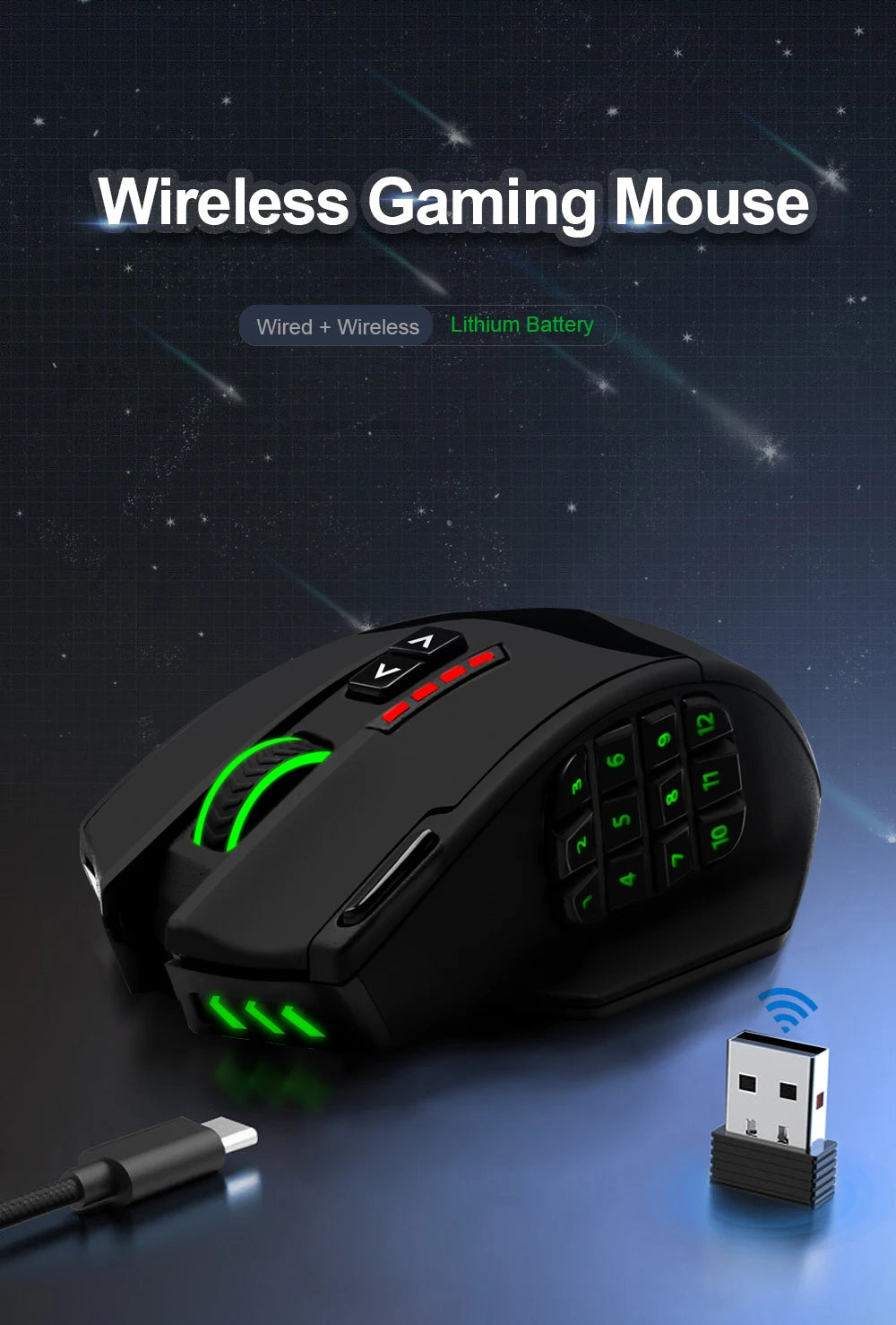 E-YOOSO X-33 RGB USB 2.4G Wireless Gaming Mouse 16000 DPI 16 buttons Programmable game Optical mice for Computer PC Laptop