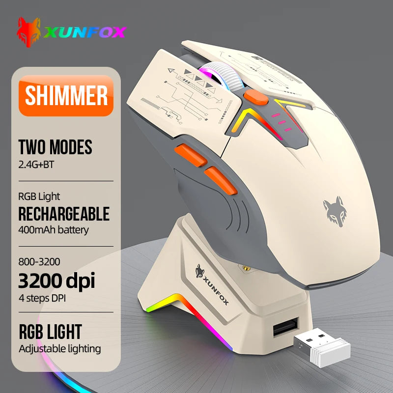 XUNFOX H2 wireless Bluetooth mouse RGB magnetic charging dual-mode e-sports game desktop laptop universal